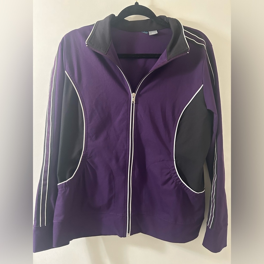 Purple and Black Zip-Up Track Jacket size L